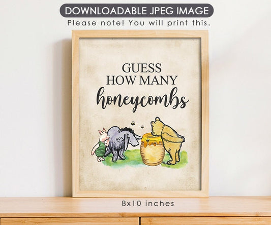 Guess How Many Honeycombs - Downloadable Winnie the Pooh Party Sign - spikes.digitalshop