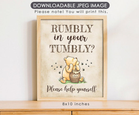 Rumbly in your Tumbly - Downloadable Winnie the Pooh Party Sign - spikes.digitalshop