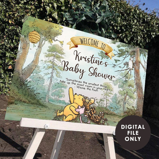 Classic Winnie The Pooh Baby Shower Birthday Poster / Welcome Sign / Personalized Digital File