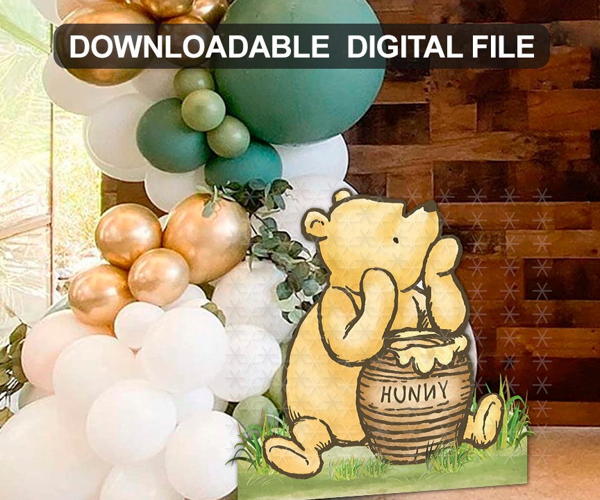 DOWNLOADABLE in seconds! Classic Winnie The Pooh and Hunny Jar Cutout Prop / Yard Sign Stand Up Standee Decoration / Die Cut - spikes.digitalshop