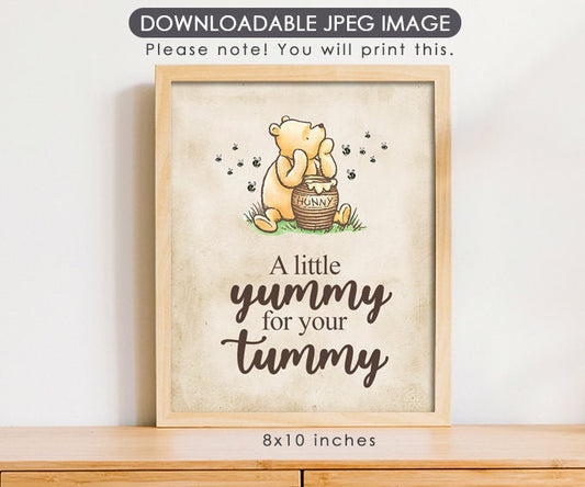 A Little Yummy for Your Tummy - Downloadable Winnie the Pooh Party Sign - spikes.digitalshop