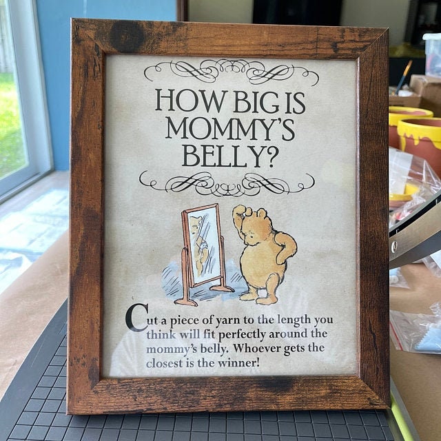 How Big Is Mommy's Belly - Downloadable Winnie The Pooh Baby Shower Game Sign - spikes.digitalshop