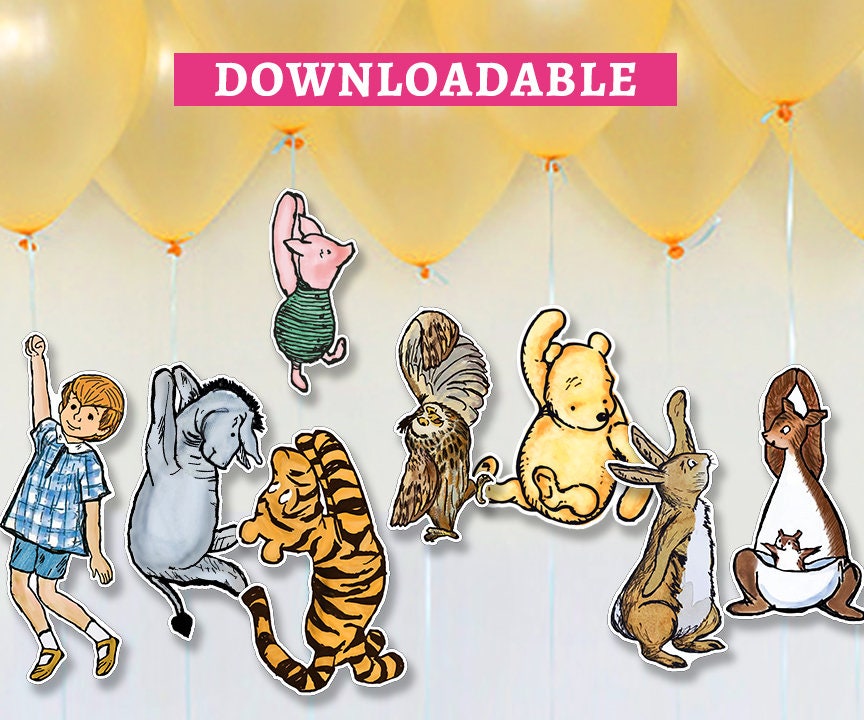 ON SALE: Hanging Characters of Winnie The Pooh Friends/Cutout Die Cut Prop with Two Sides! /No Waiting Download in Seconds! - spikes.digitalshop