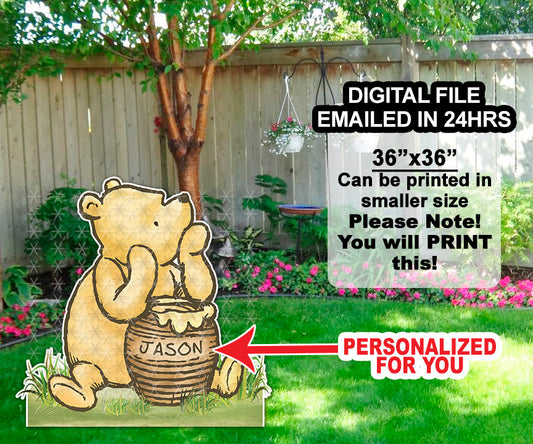 Personalised Prop Cutout in Digital File / Classic Winnie The Pooh Decoration Standee