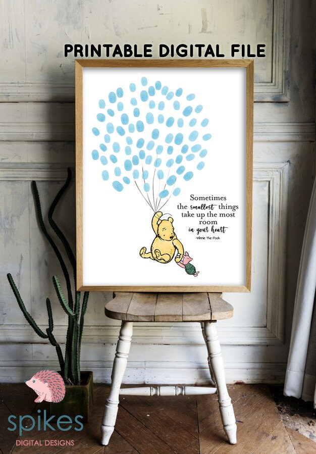 Classic Winnie The Pooh Guestbook for Thumb Prints / Printable Digital Instant Download/ Two Sizes 16x20 and 11x14/Sign Poster - spikes.digitalshop