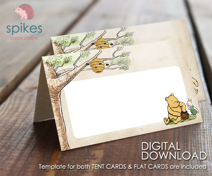 DOWNLOADABLE Blank Food Labels Tag / Non-Editable PDF / Food Tent and Flat Card Template/ Classic Winnie The Pooh - spikes.digitalshop