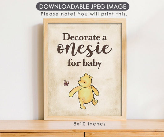 Decorate a Onesie - Downloadable Winnie the Pooh Baby Shower Sign