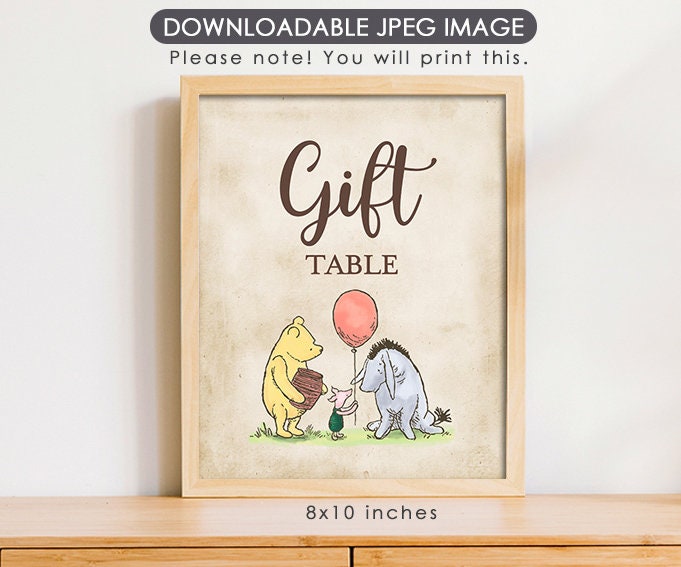 Gift Table - Downloadable Winnie the Pooh Party Sign - spikes.digitalshop