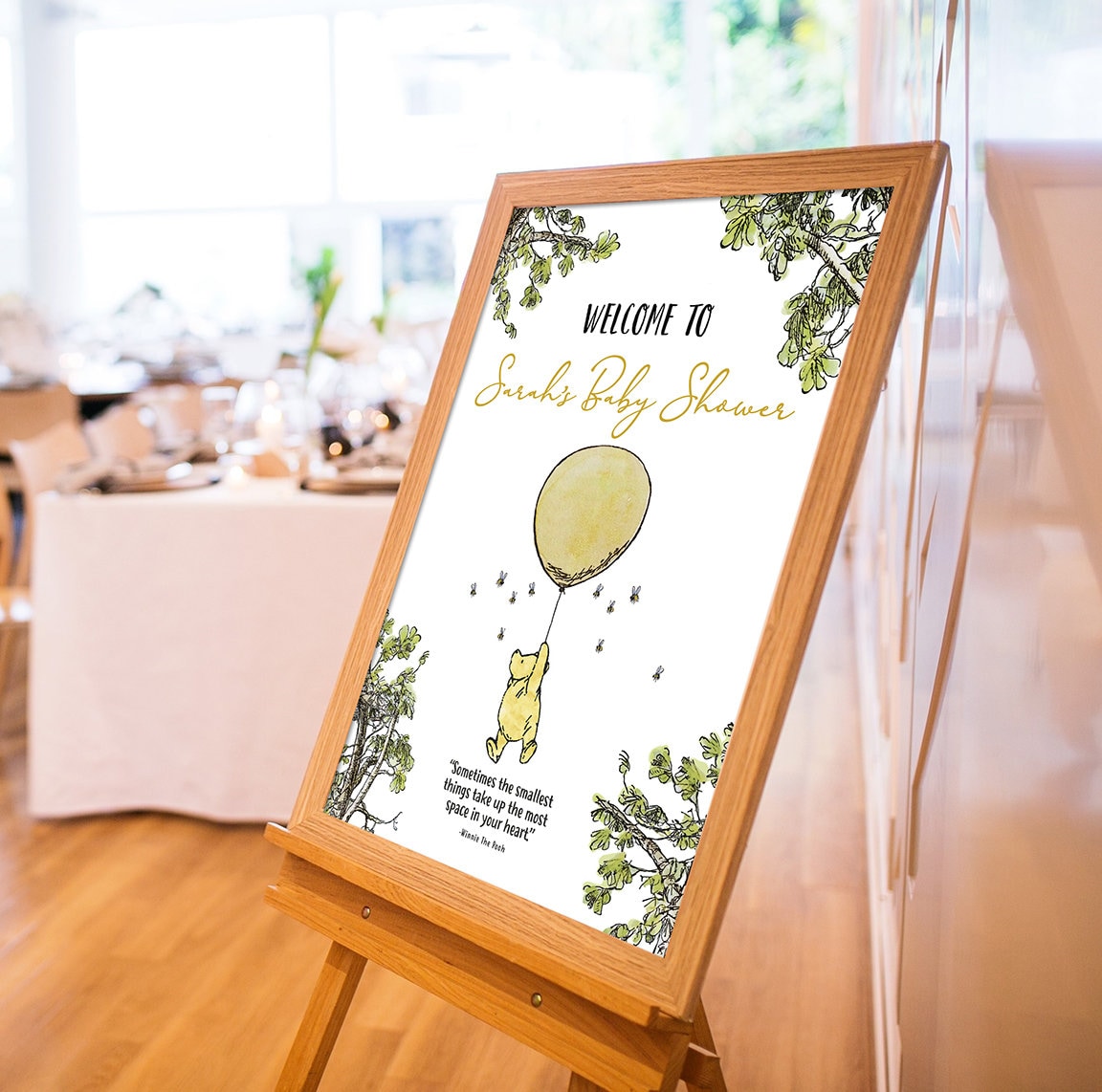 Classic Winnie The Pooh Baby Shower Birthday Poster / Welcome Sign / Personalized Digital File/ Blue Yellow Pink Green Gender Neutral
