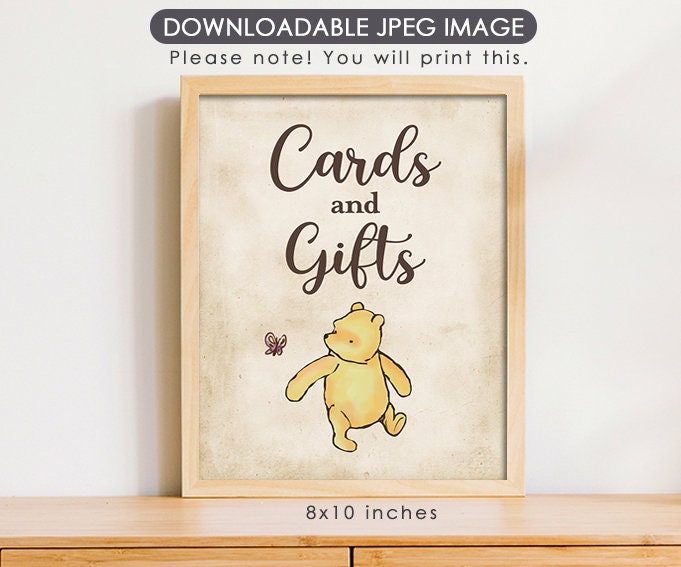 Cards and Gifts - Downloadable Winnie the Pooh Party Sign - spikes.digitalshop