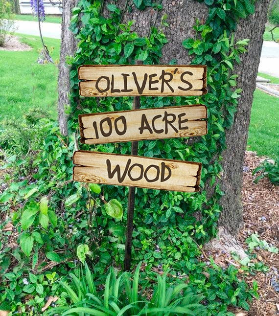 PERSONALIZED Digital Sign/ Wood Signage Hundred Acre/ Digital Printable File Only/ 100 Hundred Aker Wood Sign/ Classic Winnie The Pooh Wood