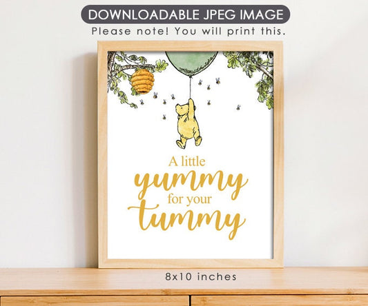 A Little Yummy for Your Tummy - Downloadable Winnie the Pooh Party Sign - spikes.digitalshop