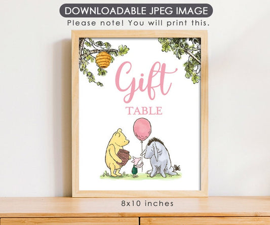 Gift Table - Downloadable Winnie the Pooh Party Sign - spikes.digitalshop