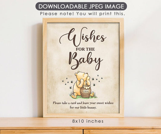 Wishes for the Baby - Downloadable Winnie the Pooh Party Sign - spikes.digitalshop
