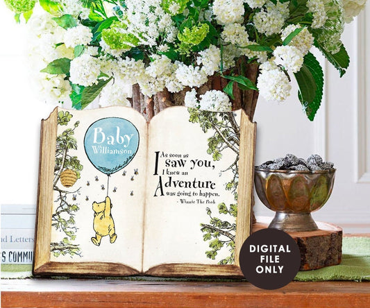 NEW! Size 8.5x11 / 16x20/ 11x14 / Digital File Personalized for you!  Classic Winnie The Pooh Baby Shower Birthday Quote