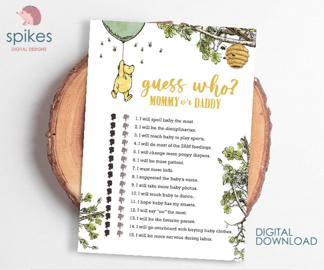 Guess the pooh 2024 baby shower game