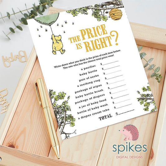 Gender Neutral - Classic Winnie The Pooh Baby Shower Games - The Price Is Right - Green Balloon