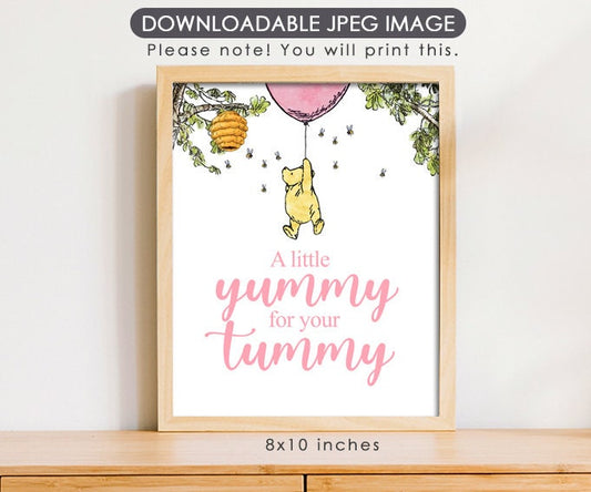 A Little Yummy for Your Tummy - Downloadable Winnie the Pooh Party Sign