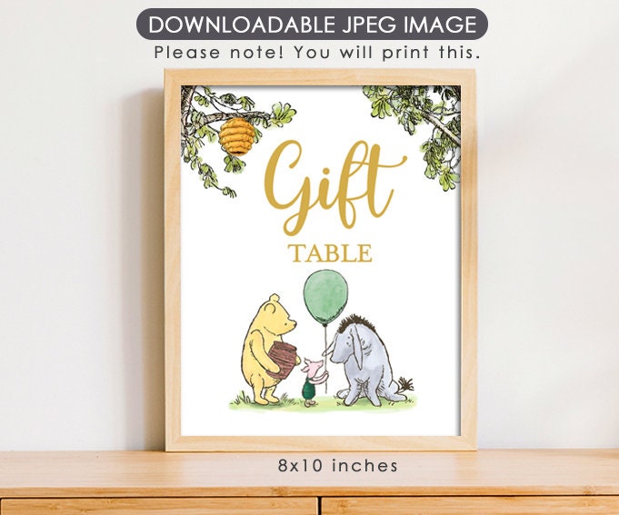 Cards and Gifts - Downloadable Winnie the Pooh Party Sign - spikes.digitalshop