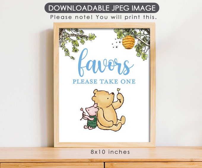 Favors - Downloadable Winnie The Pooh Party Sign - spikes.digitalshop