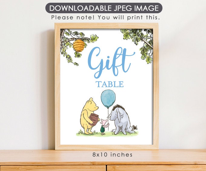 Gift Table - Downloadable Winnie the Pooh Party Sign