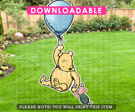 DOWNLOADABLE! Digital Classic Winnie The Pooh Cutout Prop / Yard Sign Stand Up Standee Decoration / Backdrop