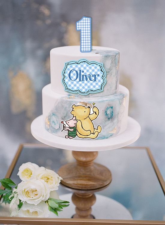 Winnie the Pooh Cake Topper/blue Balloon Birthday Topper/party Table  Centerpiece/photo Prop/classic Pooh Baby Shower/special Occasion Topper 