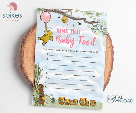 Classic Winnie The Pooh Baby Shower Games - Name or Guess that Baby Food - Pink For Girls