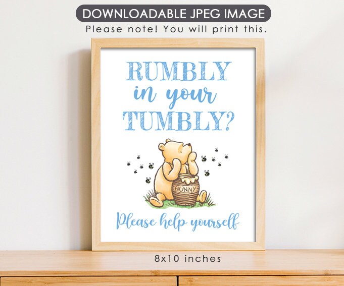 Rumbly in your Tumbly - Downloadable Winnie The Pooh Party Sign