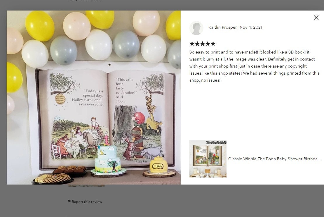 Classic Winnie The Pooh Baby Shower Birthday Poster Backdrop/ Personalized Digital File/ PDF Format