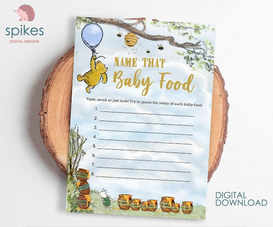 Classic Winnie The Pooh Baby Shower Games - Name or Guess that Baby Food - Instant Download