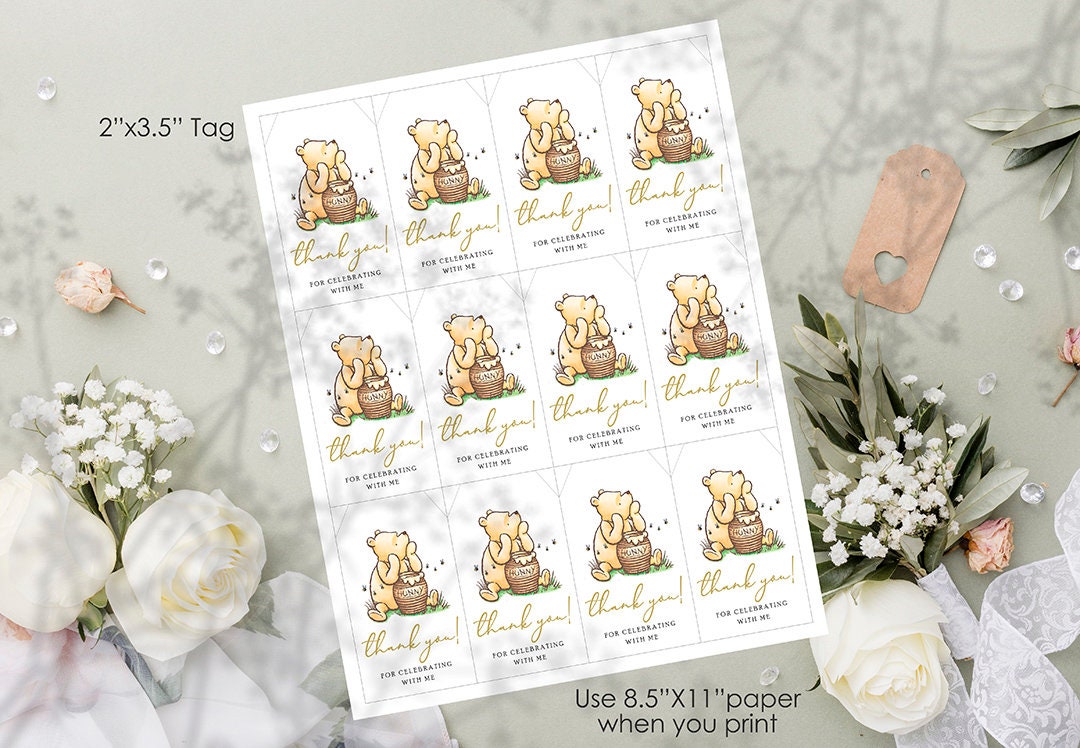 Baby Shower Invitation Card Bundle Pak - Classic Winnie The Pooh Theme - spikes.digitalshop