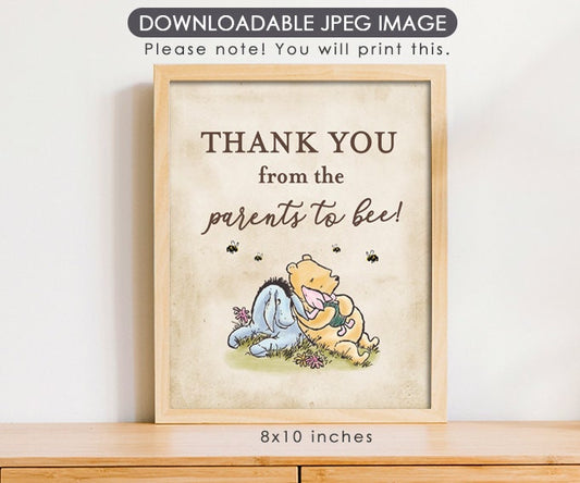 Thank You from the Parents To Bee - Downloadable Winnie the Pooh Party Sign