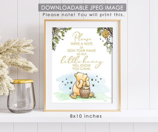 Please Sign Guestbook - Downloadable Winnie the Pooh Party Sign