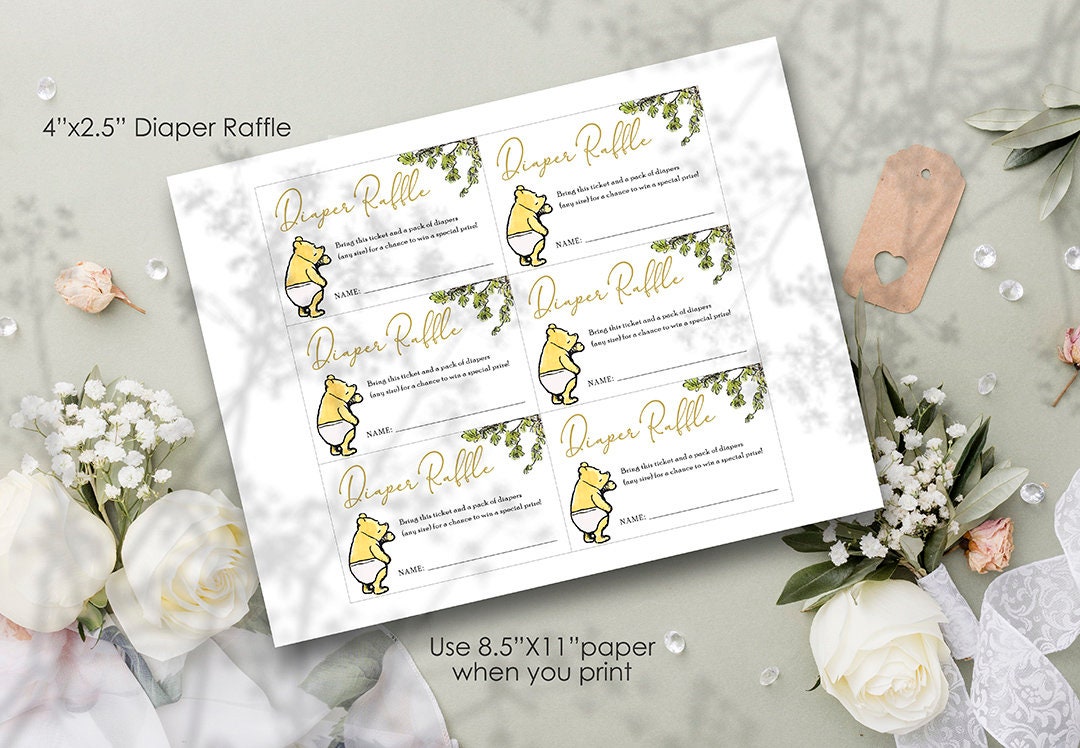 Baby Shower Invitation Card Bundle Pak - Classic Winnie The Pooh Theme - spikes.digitalshop