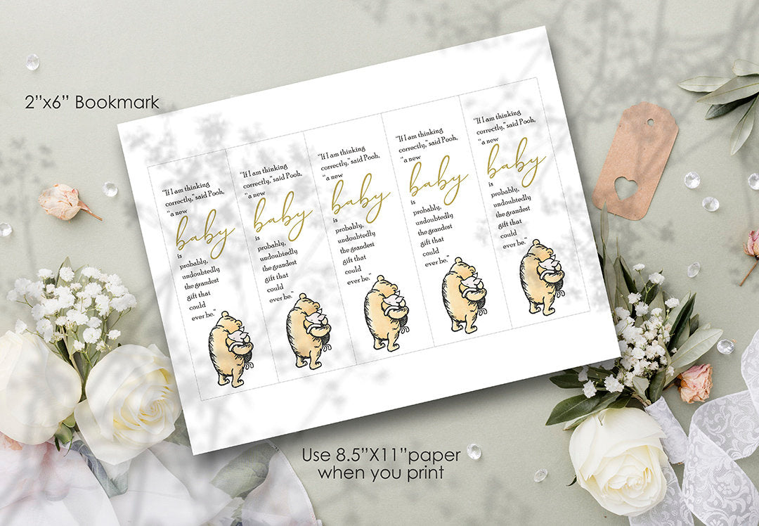 Baby Shower Invitation Card Bundle Pak - Classic Winnie The Pooh Theme - spikes.digitalshop