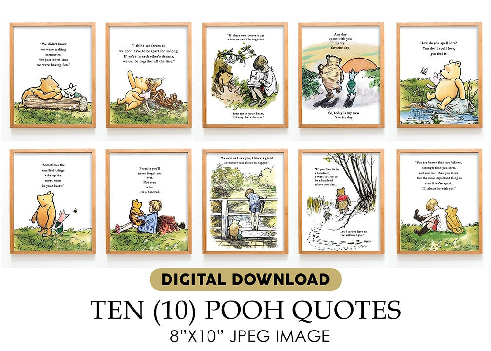Ten (10) Pooh Quotes Bundle - Downloadable Winnie The Pooh Quote - spikes.digitalshop