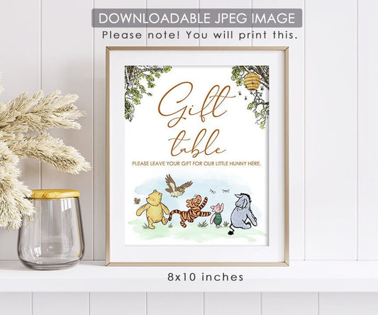 Gift Table - Downloadable Winnie the Pooh Party Sign - spikes.digitalshop