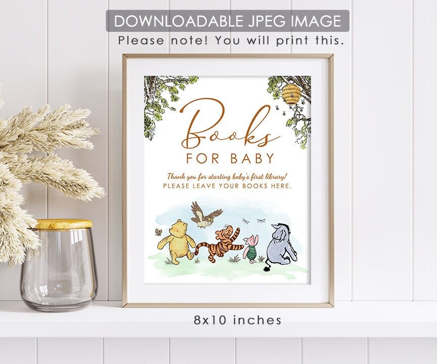 Books for Baby Sign - Downloadable Winnie the Pooh Party Sign - spikes.digitalshop