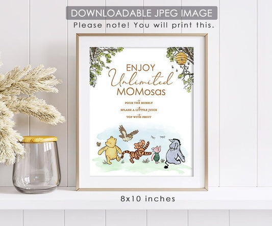 Momosa Bar - Downloadable Winnie the Pooh Party Sign - spikes.digitalshop
