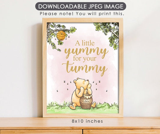 A Little Yummy for Your Tummy - Downloadable Winnie the Pooh Party Sign - spikes.digitalshop