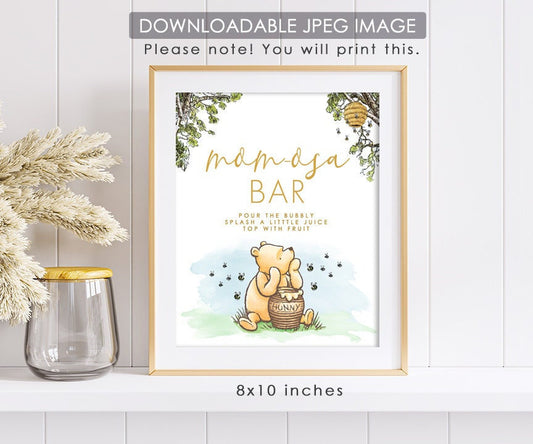 Momosa Bar - Downloadable Winnie the Pooh Party Sign - spikes.digitalshop