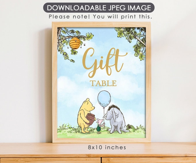 Gifts Table - Downloadable Winnie the Pooh Party Sign - spikes.digitalshop