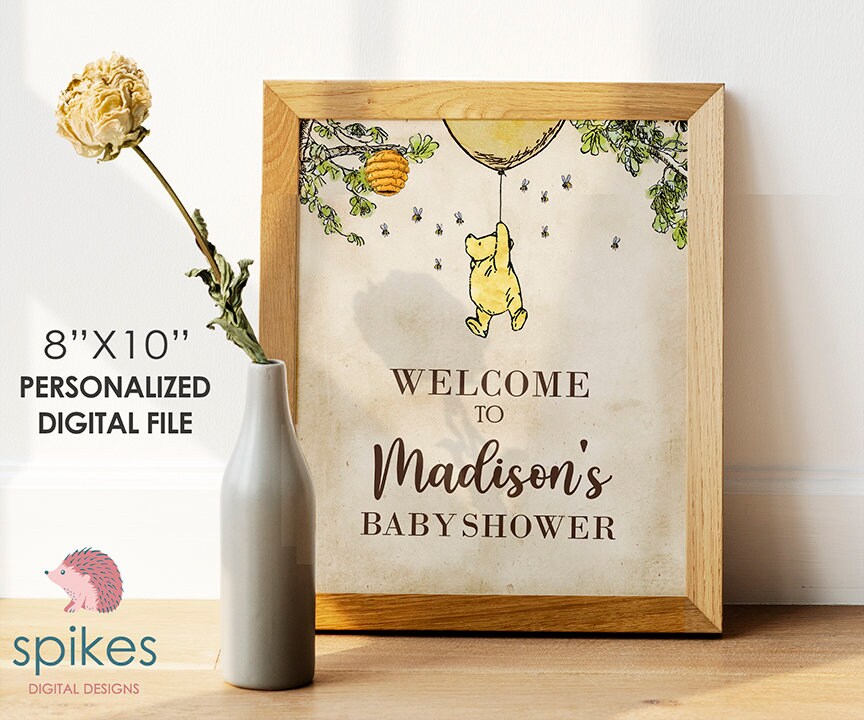 Classic Winnie The Pooh Baby Shower Welcome Sign / Personalized Digital File