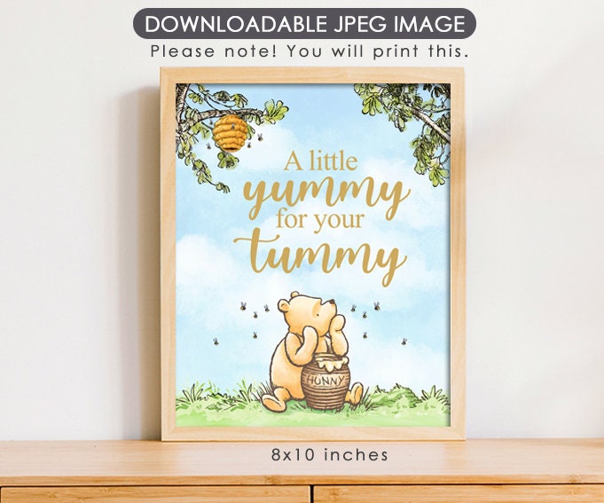 A Little Yummy for Your Tummy - Downloadable Winnie the Pooh Party Sign - spikes.digitalshop