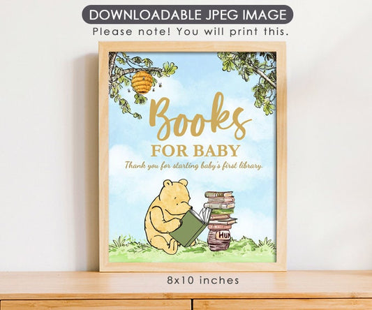 Books for Baby Sign - Downloadable Winnie the Pooh Party Sign - spikes.digitalshop