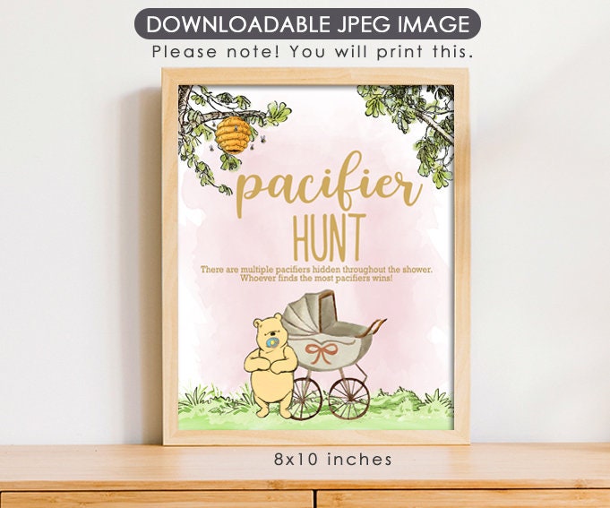 Pacifier Hunt - Downloadable Winnie the Pooh Baby Shower Sign