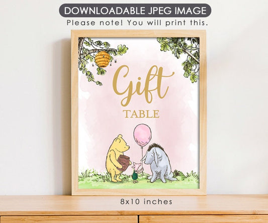 Gift Table - Downloadable Winnie the Pooh Party Sign
