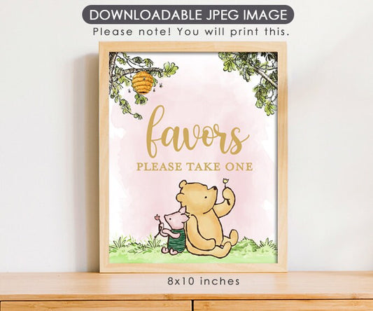 Favors - Downloadable Winnie The Pooh Party Sign