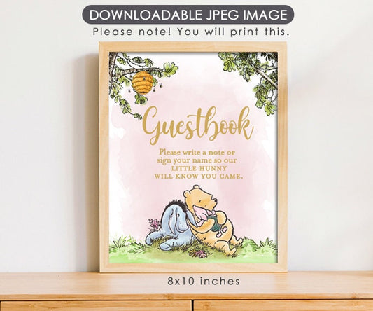 Please Sign Guestbook - Downloadable Winnie the Pooh Party Sign - spikes.digitalshop